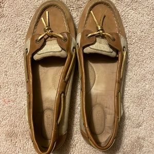 Tan Sperrys- gently worn
